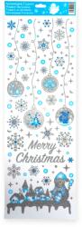  Karácsonyi ablakmatrica hóember kék-ezüst csillámos 20×56 cm (1243357)