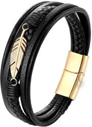 BeSpecial Bratara piele naturala cu pana si inchizatoare din inox auriu (BATI0035G_23)