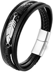 BeSpecial Bratara piele naturala cu pana si inchizatoare din inox (BATI0035_23)