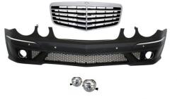  Предна тунинг броня за Mercedes W211 E-Class (2002-2009) - AMG с решетка и халогени (FBMBW211FLGRN)