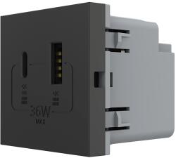 LIVOLO Modul Priza USB-A + USB-C LIVOLO Serie Noua, Negru, C7-VL-FCUA18W. UC18W-2BP (C7-VL-FCUA18W.UC18W-2BP)