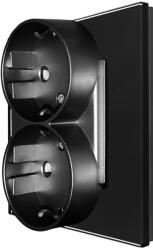 Luxion Priza Dubla LUXION cu Rama din Sticla Pentru Doza Simpla, Negru, LX-MP210GF-B (LX-MP210GF-B)