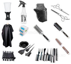 Pauco Set frizerie kit coafor complet cu sort foarfeca perii par Delmax