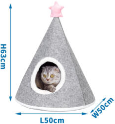  Nobleza | macska sátor csillagokkal - 50x50x63cm - szürke