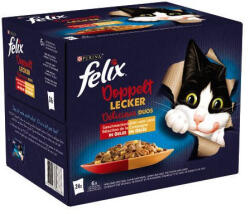 FELIX | Fantastic Duo - Házias válogatás macskaeledel aszpikban - marha, csirke, bárány, pulyka - 24x85g
