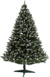 Regal Brad Artificial de Craciun Molid HollyWhite Verde cu Fructe Albe si Zapada pe Varfuri 180cm (240-180)