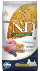N&D | Dog Ancestral Grain | Teljes értékű eledel, bárány, tönköly, zab & áfonya, felnőtt kiststű kutya számára - 7 Kg