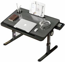 Linomag Laptop asztal, Linomag, Multifunkcionális, Állítható, Összecsukható, Könyvtámogatás, Táblagép Állvány, Tároló fiók, 40cm x 27cm ~ 40cm, Fekete/Szürke (mlgw)