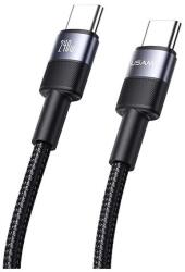 USAMS sy adatkábel, type-c - type-c, 240w, gyorstöltő, 120cm, cipőfűző, ezüst (SJ727USB01)