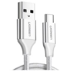 UGREEN adatkábel, usb - type-c, 3a, pd gyorstöltő 3.0, 100w, 200cm, cipőfűző, fehér (US288)