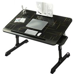 Linomag Laptop asztal, Linomag®, Multifunkcionális, Állítható, Összecsukható, Könyvtámogatás, Táblagép Állvány, Tároló fiók, 40cm x 27cm ~ 40cm, Fekete (mln)