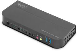 ASSMANN KVM kapcsoló, Digitus, fém, 2x1 HDMI, USB, 178x75x26 mm, szürke (DS-12874)