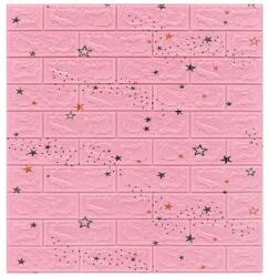 MACVI 10 db-os öntapadó 3D tapéta készlet, kívül puha habszivacs, modern kialakítás, bármilyen térbe alkalmas, vízálló, 70x77 méret, Macvi®, Pink Stars Brick Modell (10xTapet-54)