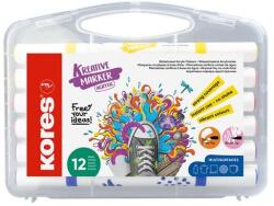 Kores Dekormarker készlet, akril, 1-2 mm, kétvégű, KORES " K-Kreative", 12 különböző szín (IK23121) - primatinta