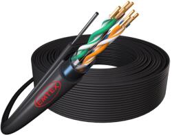 Emtex Cablu FTP CAT5E Cupru cu sufa Emtex EMT-FTP5EM-24AWG. 1-PE-FCA, manta PE, 24 AWG/1, Fluke Pass, negru, tambur 305 m (EMT-FTP5EM-24AWG.1-PE-FCA)