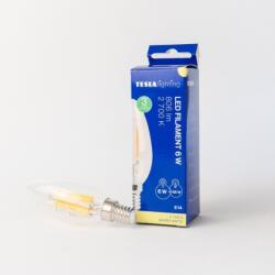 TESLA Tesla FILAMENT RETRO E14, 6 W, 230 V, 806 lm, 25 000 h, 2700K meleg fehér, 360°, víztiszta (CL140627-1)