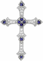  Kereszt Ezüst Medál Thai Zafírral és Fehér Topázzal, PCY11465