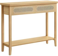 VASBÚTOR Konzol asztal 2 fiókkal, Boho stílusú keskeny asztal, tölgy bézs