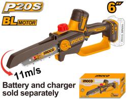 INGCO Mini drujba electrica Fierastrau de mana pe acumulator 20V, 15cm, motor brushless, 11 m/s, INGCO CGSLI2066 (CGSLI2066) Fierastrau