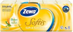 Zewa Softis Soft & Sensitive papírzsebkendők, 4 rétegű, 10x9 db