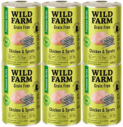  Wild Farm WILD FARM Premium Grain Free Chicken and Sprats 6x400g - gabonamentes macskatáp