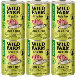  Wild Farm WILD FARM Premium Gabonamentes bárány és pisztráng 6x400g - gabonamentes macskaeledel
