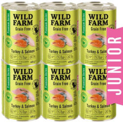  Wild Farm WILD FARM Premium Gabonamentes pulyka és lazac 12x400g - gabonamentes cicatáp