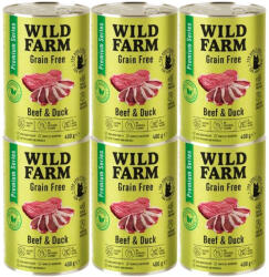  Wild Farm WILD FARM Premium Grain Free Beef and Duck 6x400g - gabona nélküli macskaeledel