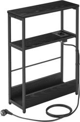 VASAGLE Keskeny Oldal Asztal Töltő Funkcióval 3 Polcos, 18x45x58 cm Tinta Fekete