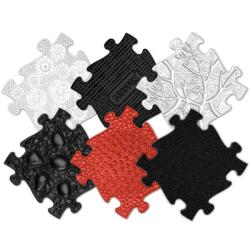 MUFFIK ortopédiai puzzle szőnyeg - Bébi szett, fekete-piros-fehér, 6 db (MFK-023-3)