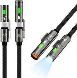 BlitzWolf BW-HDC9 4-az-1-ben gyorstöltő és adatkábel beépített zseblámpával, 240W - Fekete