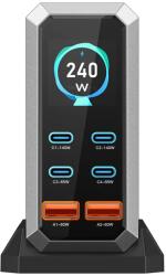 BlitzWolf BW-S31 240W teljesítményű 6 kimeneti portos gyorstöltő digitális kijelzővel