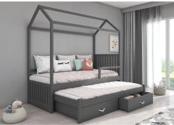 ADRK Jonaszek házikó ágy korláttal 180x80, Grafit - sprintbutor