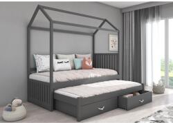 ADRK Jonaszek házikó ágy matraccal 200x90, Grafit - sprintbutor