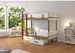 ADRK ETIONA emeletes dupla ágy 200x90, Tölgyfa, Fehér - sprintbutor