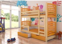 ADRK Kétszemélyes emeletes ágy matracokkal OSUNA, Fenyő, Narancs