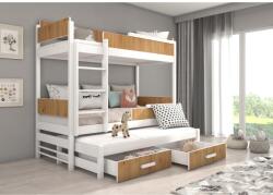 ADRK Háromszemélyes emeletes ágy Queen méretben 180x80, Fehér, Artisan - sprintbutor