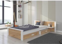 ADRK Ágy matraccal ALDEX SHELF 200x90, Fehér, Tölgy arany - sprintbutor