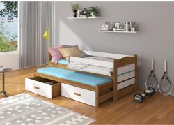 ADRK Ágykeret dupla TIARRO korláttal 200x90, Tölgyfa, Fehér - sprintbutor