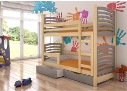 ADRK Kétszemélyes emeletes ágy matracokkal OSUNA, Fenyő, Szürke - sprintbutor