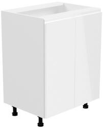 TEMPO KONDELA Alsószekrény, fehér/fehér extra magasfényű, AURORA D602F - sprintbutor