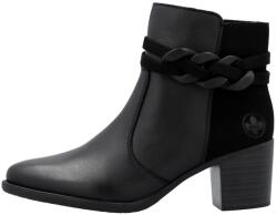 Rieker Botine dama, Rieker, Y2066-00-Negru, casual, piele naturala, cu toc, negru (Marime: 36)