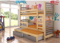 ADRK Háromszemélyes emeletes ágy matracokkal SORIA, Fenyő, Szürke