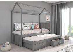 ADRK Jonaszek házikó ágy korláttal 200x90, Grafit - sprintbutor