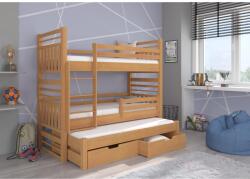ADRK Háromszintes emeletes ágy matraccal HIPPO 180x80, Bükk - sprintbutor