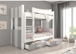 ADRK Ágy emeletes két személyes ARTA 200x90 matraccal, Fehér, Grafitszürke - sprintbutor