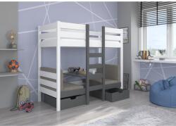 ADRK BART emeletes ágy 180x80, Fehér, Grafitszürke - sprintbutor