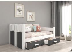 ADRK Parterowa ágy matraccal BIBI 180x80, Fehér, Antracit - sprintbutor