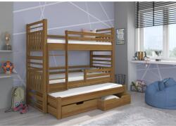 ADRK Háromszintes emeletes ágy HIPPO 180x80, Tölgy