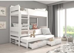 ADRK Háromszemélyes emeletes ágy Queen méretben 180x80, Fehér, Fehér - sprintbutor